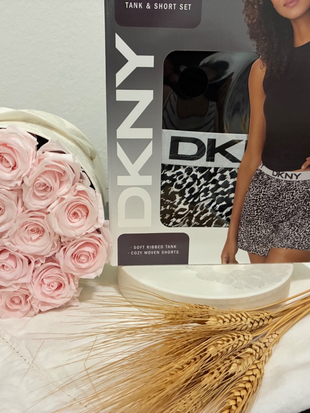DKNY Women's  Tank Top & Short (Black Animal Print )